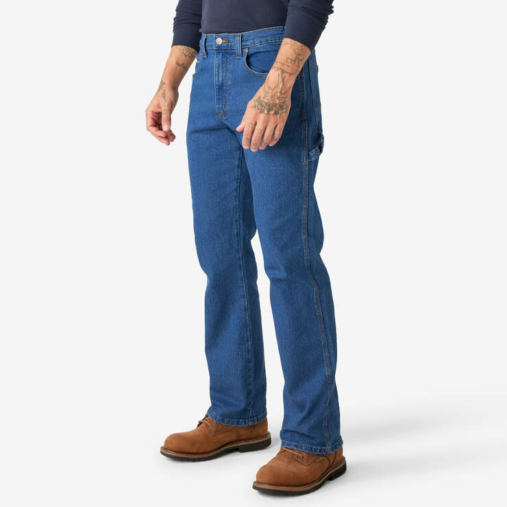 FLEX Relaxed Fit Carpenter Jeans - Stonewashed Indigo Blue (SNB) image number 3