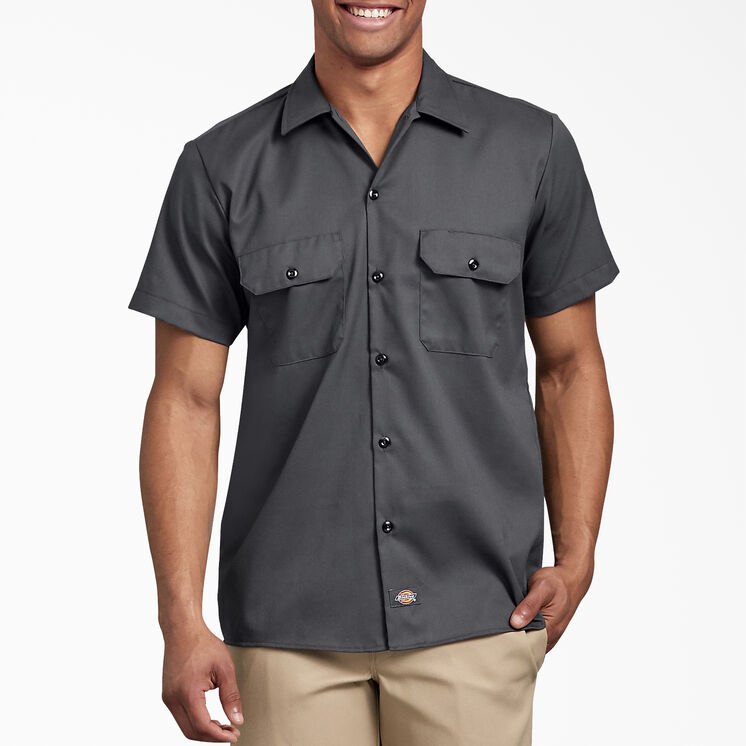 Slim Fit Short Sleeve Work Shirt - Charcoal Gray &#40;CH&#41;