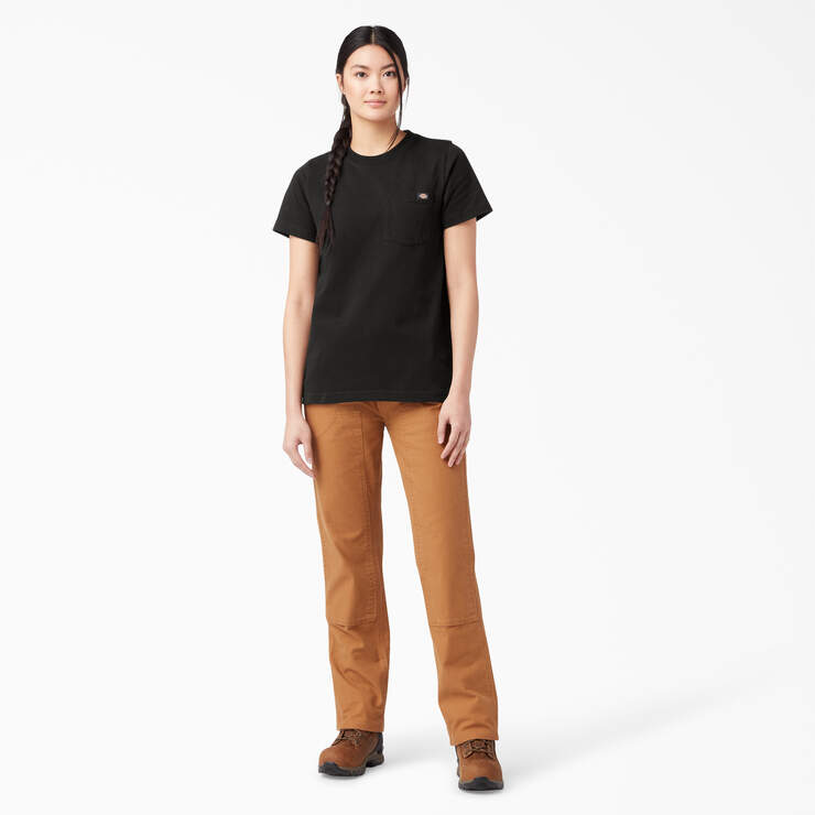 Women's Heavyweight Short Sleeve Pocket T-Shirt - Black (BK) image number 4