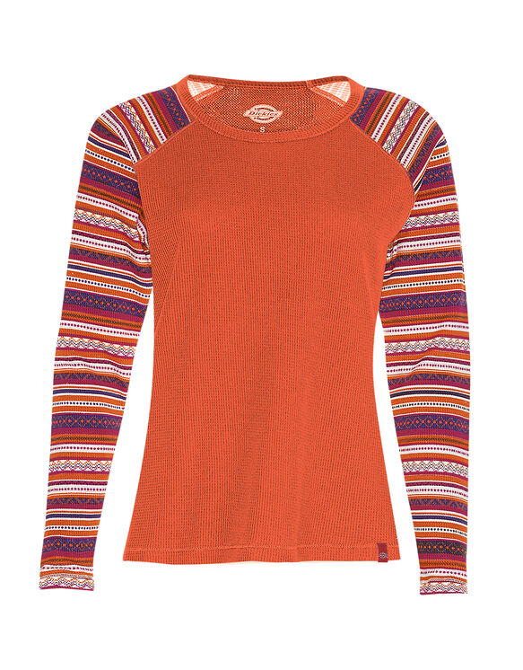 Women's Long Sleeve Thermal Henley - RED CLAY (CA)