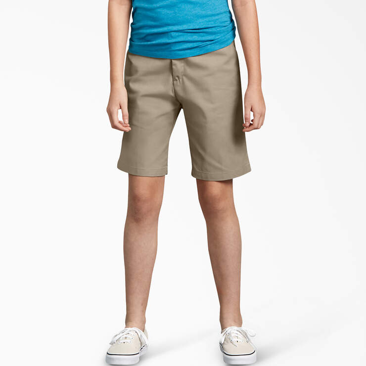 Girls' FlexWaist® Slim Fit Flat Front Shorts (Plus), 10.5 - 16.5 - Desert Sand (DS) image number 1