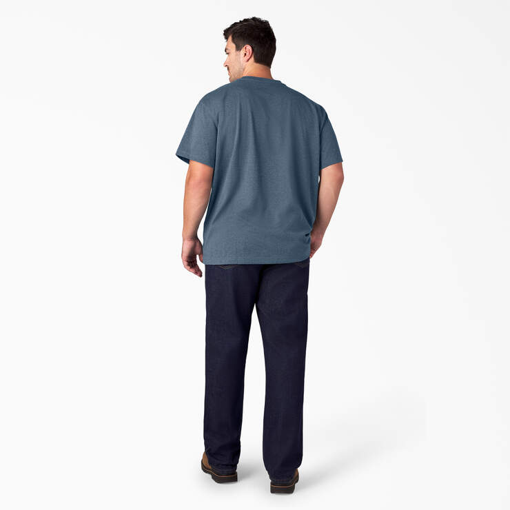 Heavyweight Heathered Short Sleeve Pocket T-Shirt - Baltic Blue Heather (BUD) image number 10