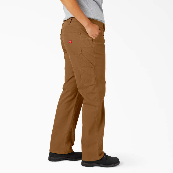 Women's Plus FLEX Relaxed Straight Fit Duck Carpenter Pants - Rinsed Brown Duck (RBD) image number 4