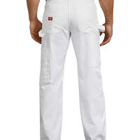 Relaxed Fit Straight Leg Polyester-Blend Premium Painter's Pants - White (WH)
