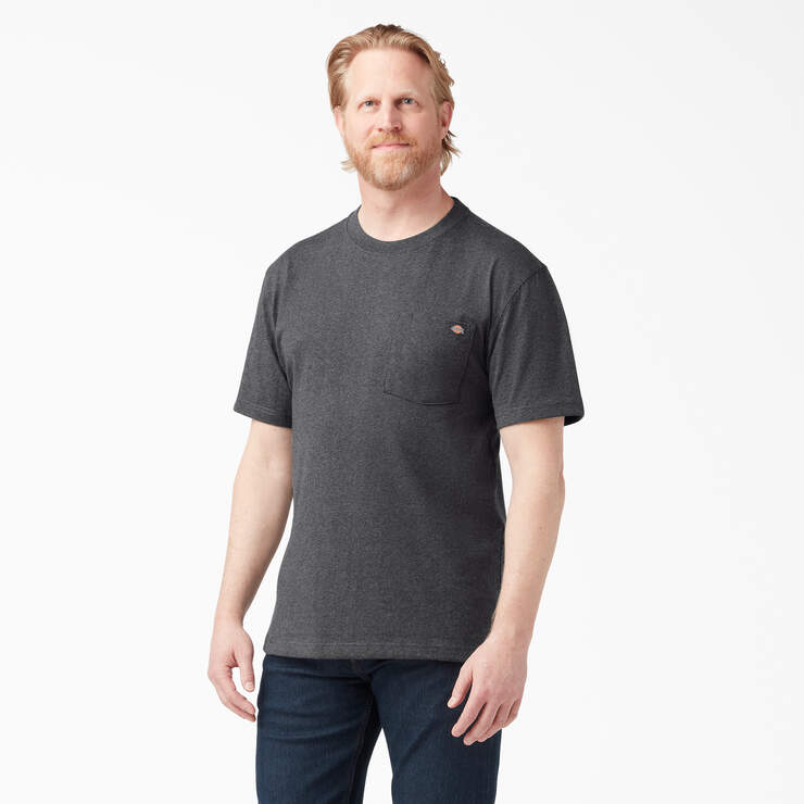 Heavyweight Heathered Short Sleeve Pocket T-Shirt - Charcoal Gray Heather (CGH) image number 1