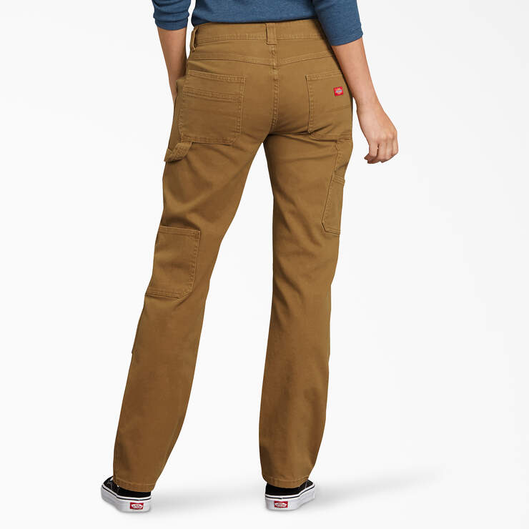 Women's FLEX Relaxed Fit Duck Carpenter Pants - Rinsed Brown Duck (RBD) image number 2