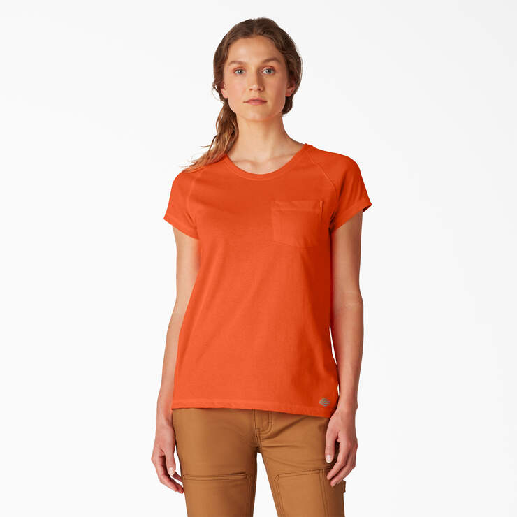 Women's Cooling Short Sleeve Pocket T-Shirt - Bright Orange (BOD) image number 1