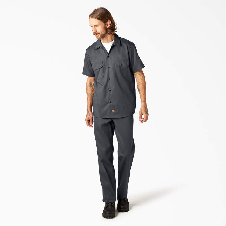 FLEX Slim Fit Short Sleeve Work Shirt - Charcoal Gray (CH) image number 5