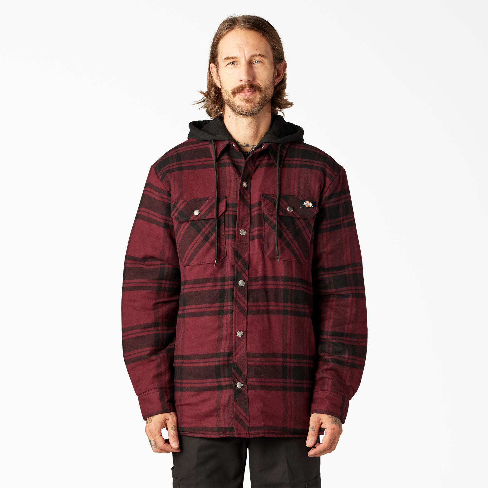 Relaxed Fit Hooded Quilted Shirt Jacket Men's Outerwear | Dickies