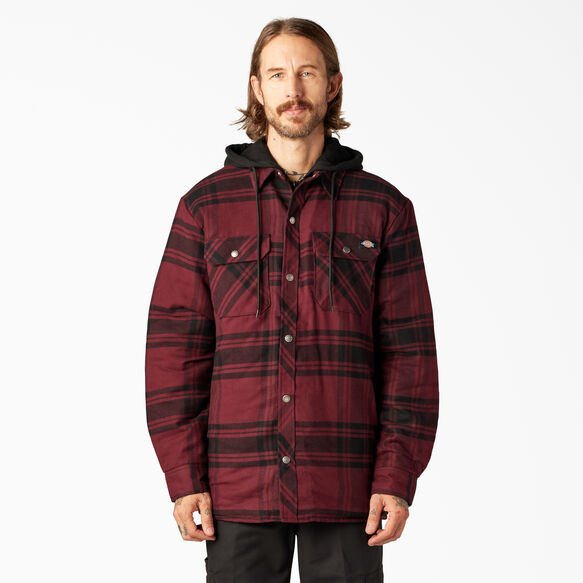 Relaxed Fit Icon Hooded Quilted Flannel Shirt Jacket - Dark Port Black Plaid &#40;PBP&#41;