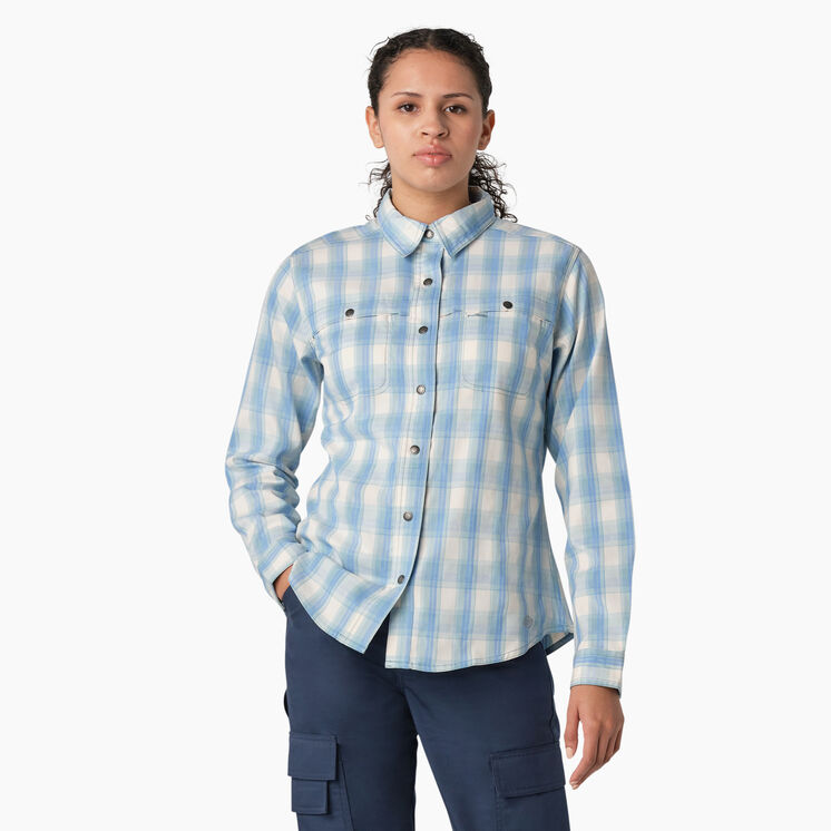 Women&#39;s Cooling Roll-Tab Work Shirt - Clear Blue Hillside Plaid &#40;B1F&#41;