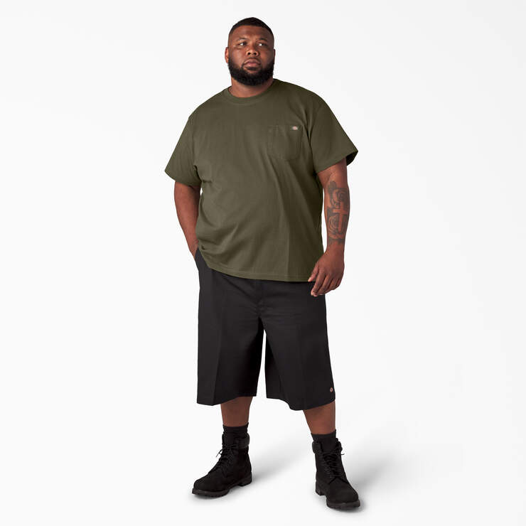 Heavyweight Short Sleeve Pocket T-Shirt - Military Green (ML) image number 11