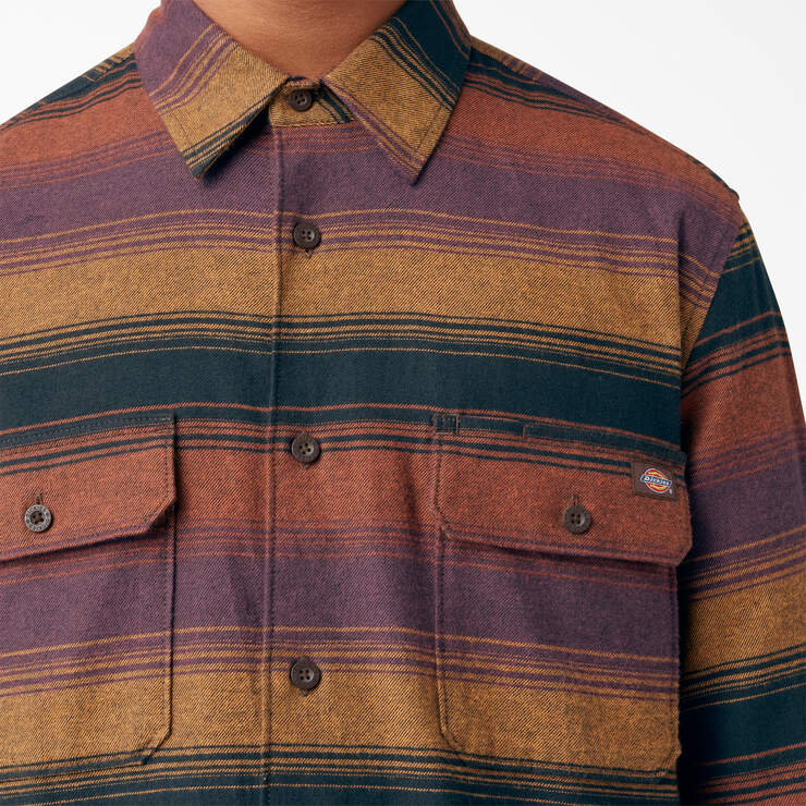 Long Sleeve Flannel Shirt - Wine Blanket Stripe (WSC) image number 5