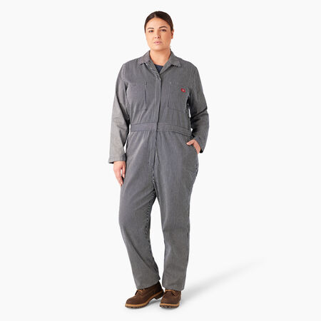 Women&#39;s Plus Long Sleeve Hickory Stripe Coveralls - Rinsed Hickory Stripe &#40;RHS&#41;