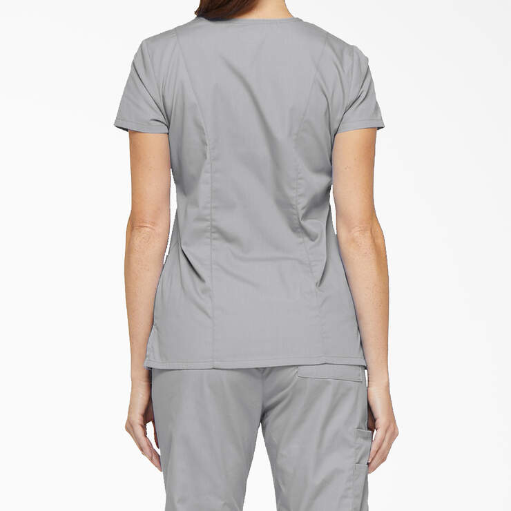 Women's EDS Signature V-Neck Scrub Top - Gray (GY) image number 2
