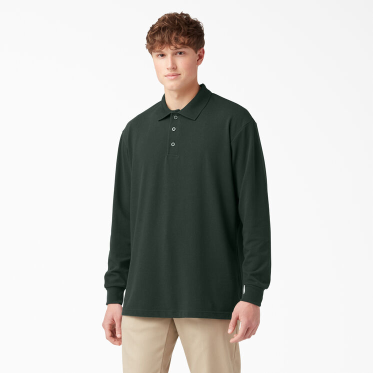Adult Size Piqu&eacute; Long Sleeve Polo - Hunter Green &#40;GH&#41;
