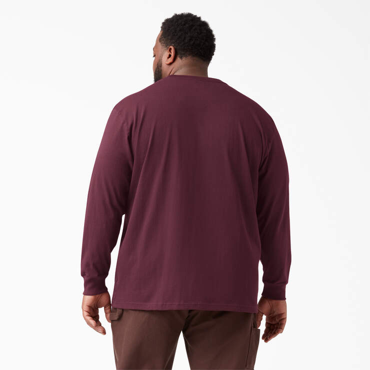 Heavyweight Long Sleeve Pocket T-Shirt - Burgundy (BY) image number 5
