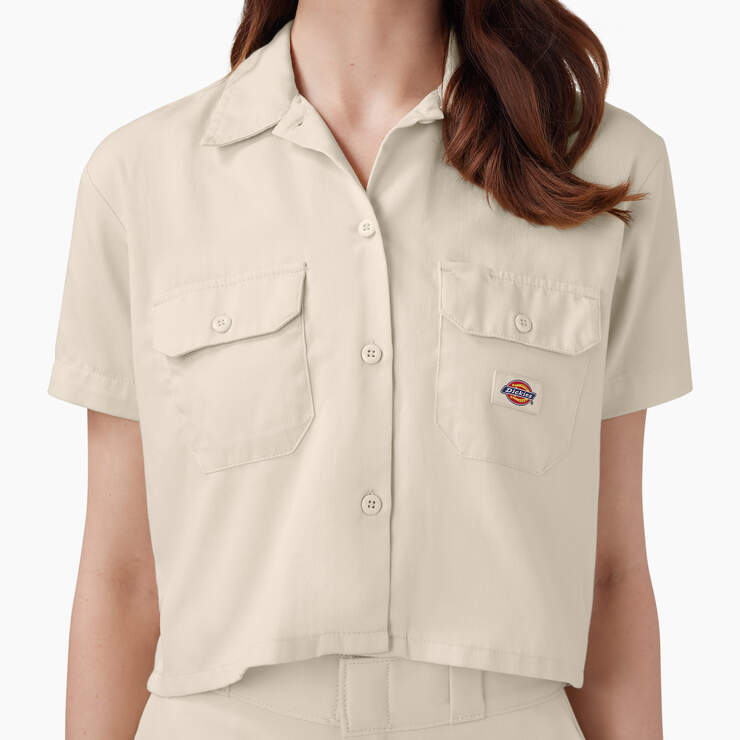 Women's Cropped Work Shirt - Stone Whitecap Gray (SN9) image number 7