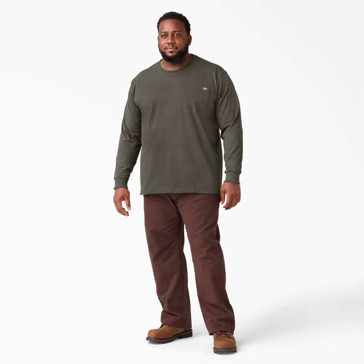 Heavyweight Long Sleeve Pocket T-Shirt - Moss Green (MS) image number 8