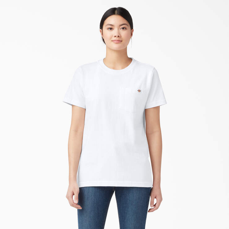Women's Heavyweight Short Sleeve Pocket T-Shirt - White (WH) image number 1