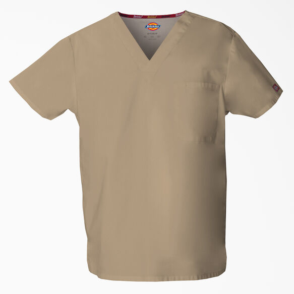 Unisex EDS Signature V-Neck Scrub Top - Khaki (KHA)