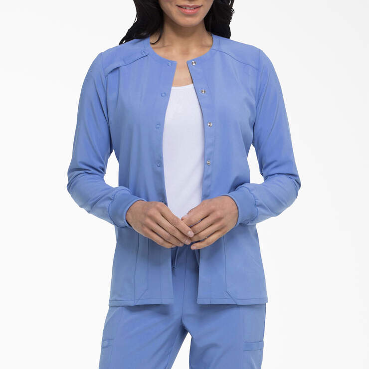 Women's EDS Essentials Snap Front Scrub Jacket - Ceil Blue (CBL) image number 1