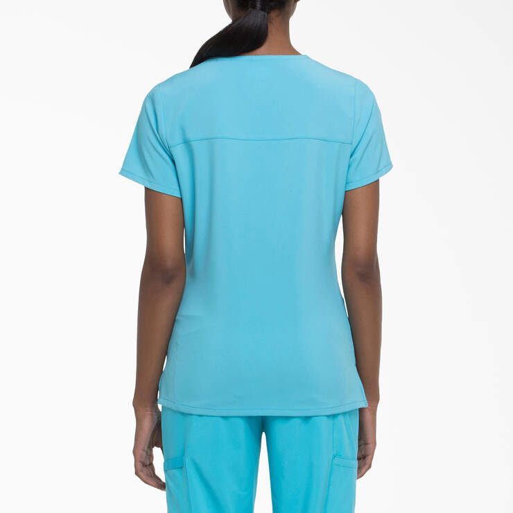 Women's EDS Essentials Mock Wrap Scrub Top - Turquoise (TQ) image number 2