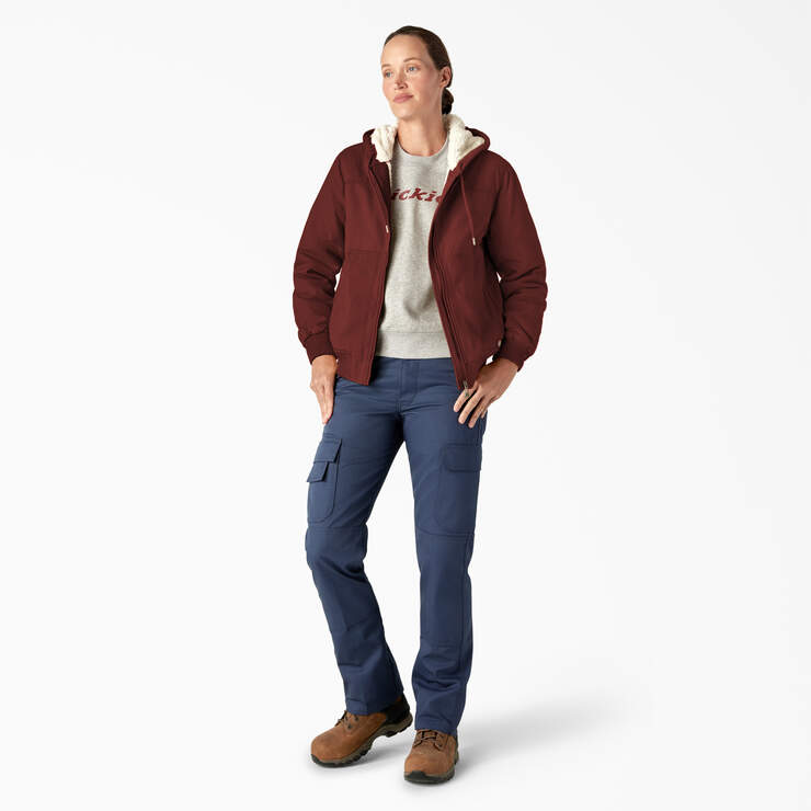 Women's Fleece Lined Duck Canvas Jacket - Rinsed Fired Brick (RFR) image number 4