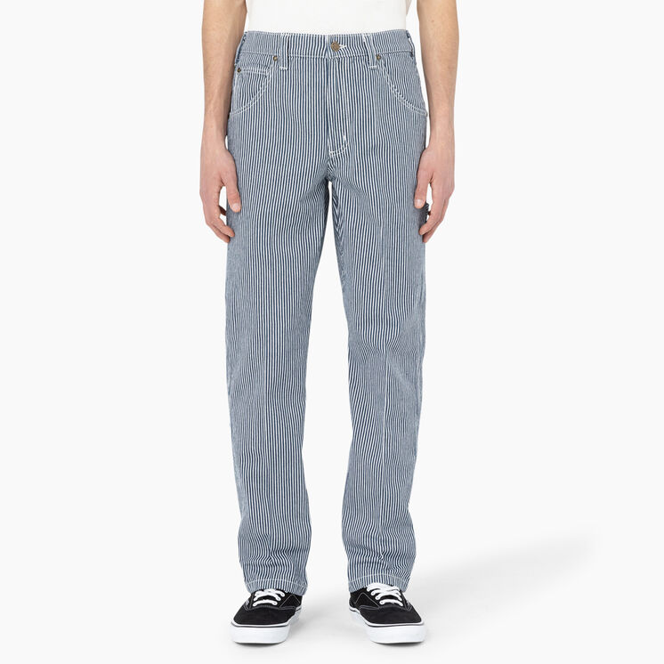Garyville Hickory Stripe Carpenter Pants - Ecru/Airforce Blue &#40;EUA&#41;