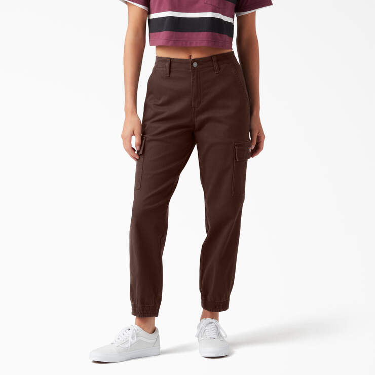 Women's High Rise Fit Cargo Jogger Pants - Chocolate Brown (CB) image number 1