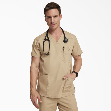 Men&#39;s EDS Signature V-Neck Scrub Top - Khaki &#40;KHA&#41;