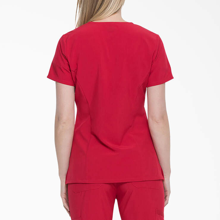 Women's EDS Essentials V-Neck Scrub Top - Red (RD) image number 2