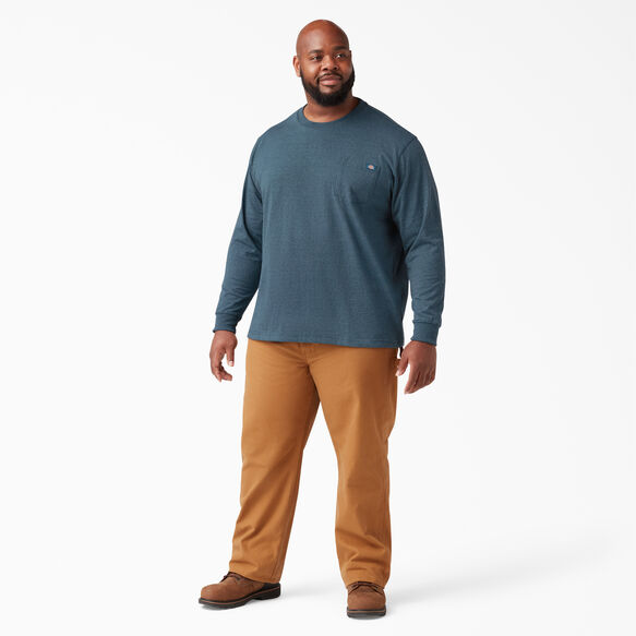 Long Sleeve Heathered Heavyweight Crew Neck T-Shirt - Baltic Blue &#40;BUD&#41;