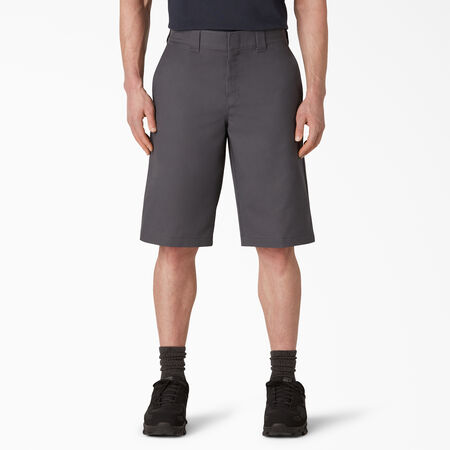 Cooling Active Waist Flat Front Shorts, 13&quot; - Charcoal Gray &#40;CH&#41;