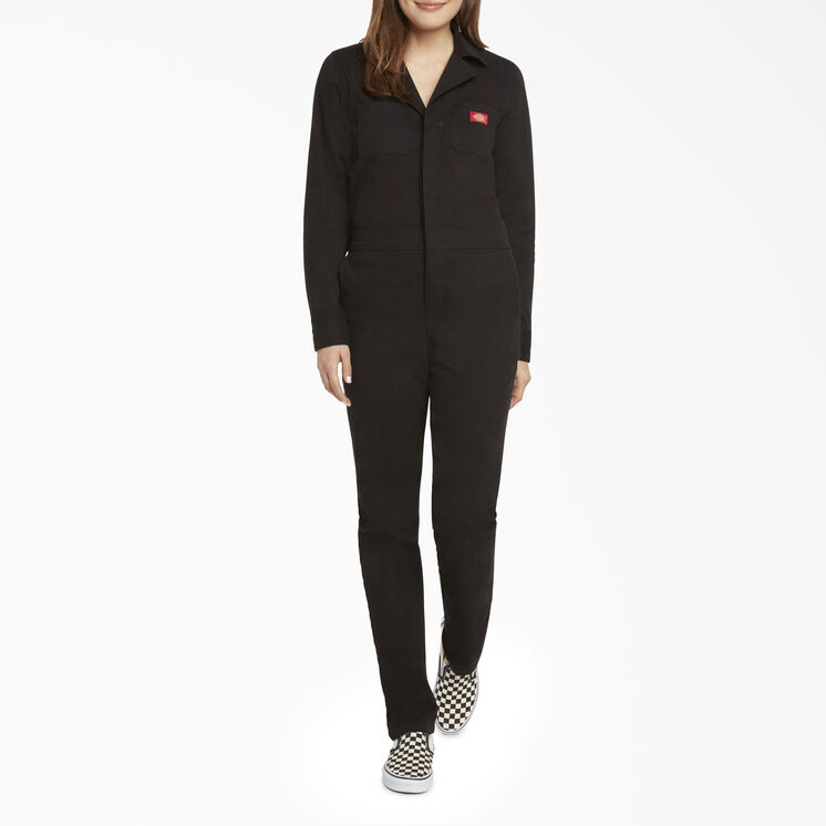 Dickies Girl Juniors&#39; Button Front Coveralls - Black &#40;BK&#41;