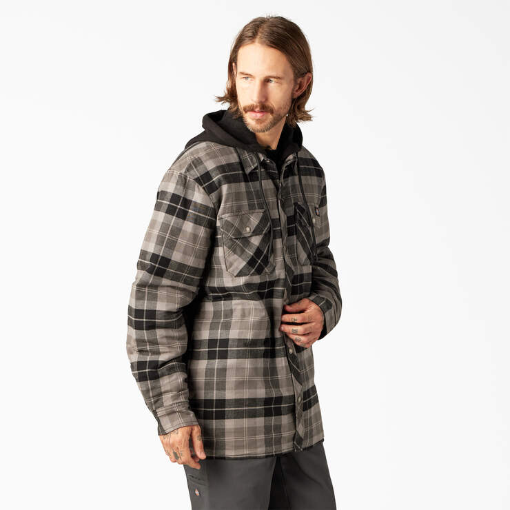 Flannel Hooded Shirt Jacket - Slate Graphite Plaid (SGP) image number 4