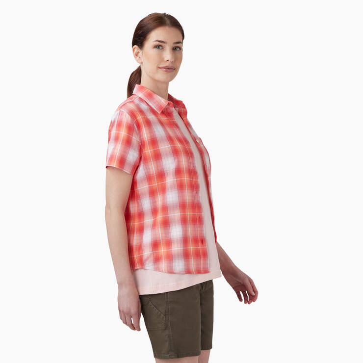 Women’s Plaid Woven Shirt - Coral Herringbone Plaid (RPR) image number 4