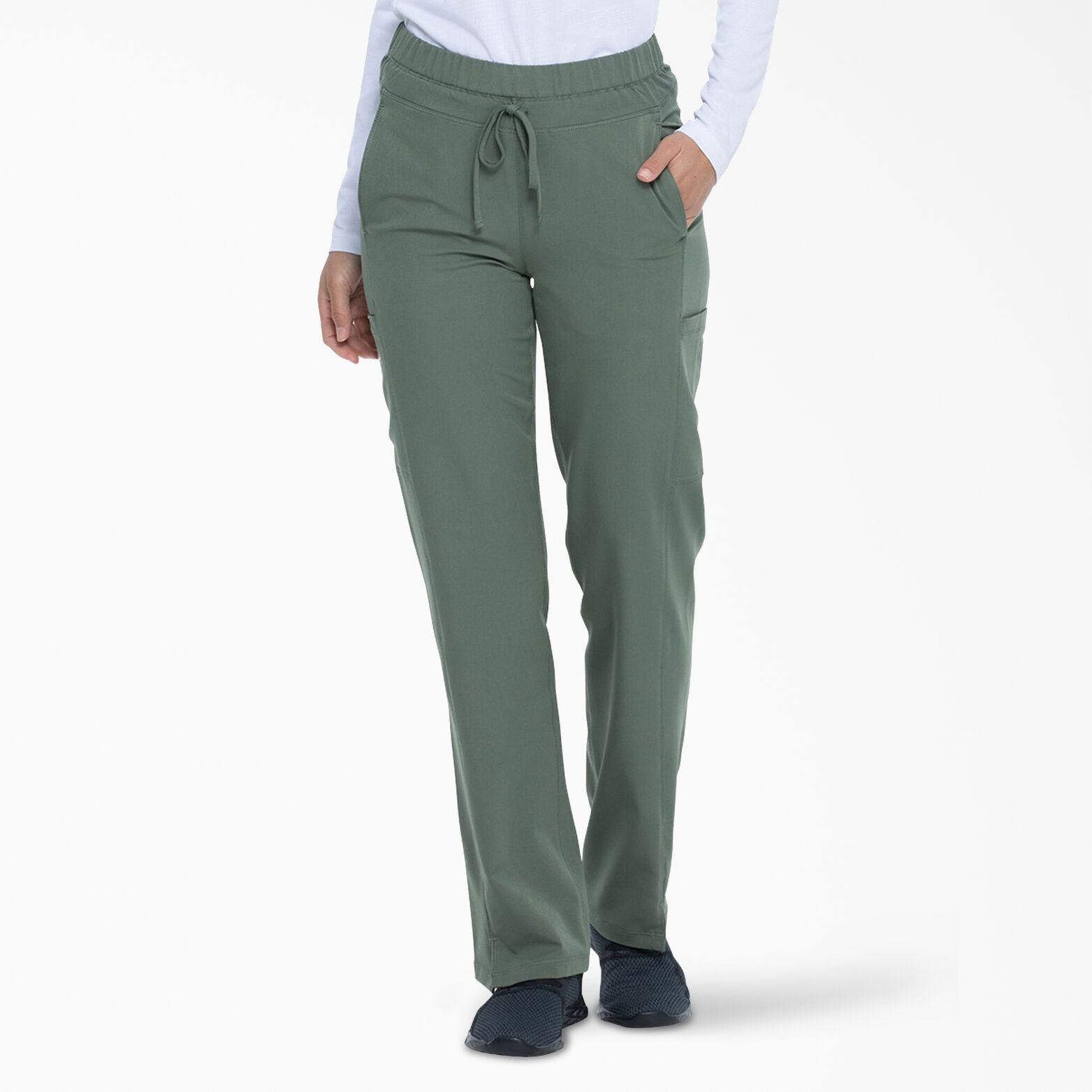 Mid Rise Straight Leg Drawstring Scrub Pants Olive Green L| Women's ...