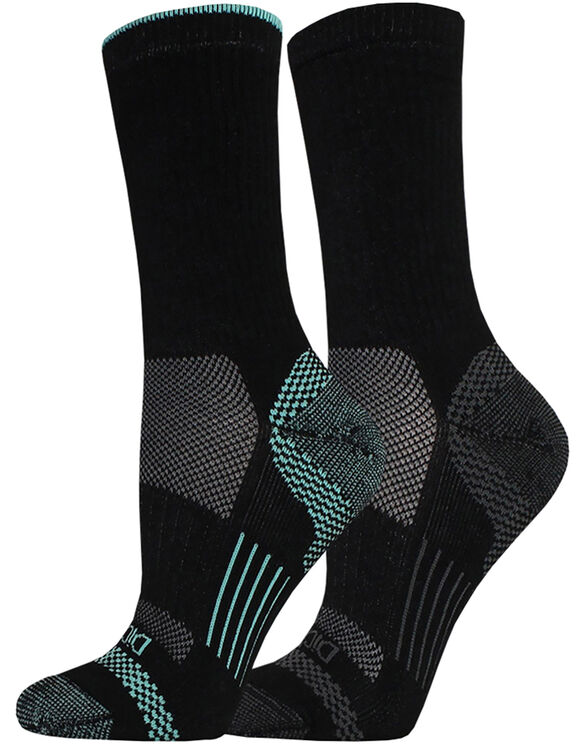 Women's SORBTEK® Moisture Control Crew Socks, 2-Pack, Size 6-9 - BLACK / AQUA (BKAQ)