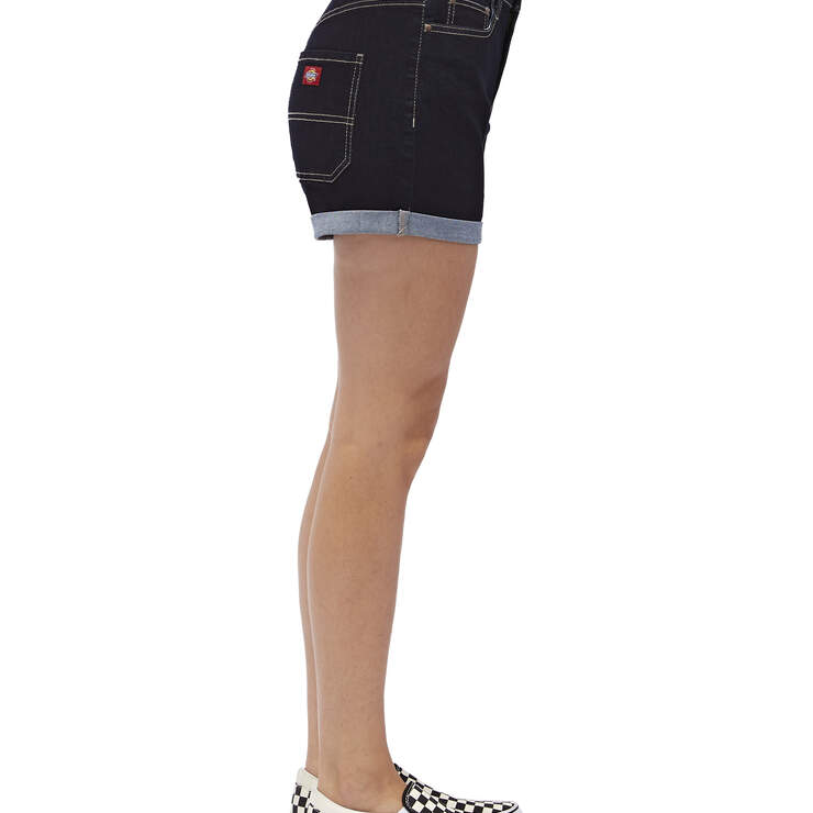 Dickies Girl Juniors' 5-Pocket 2.5" Roll Hem Shorts - Dark Denim (DM) image number 3