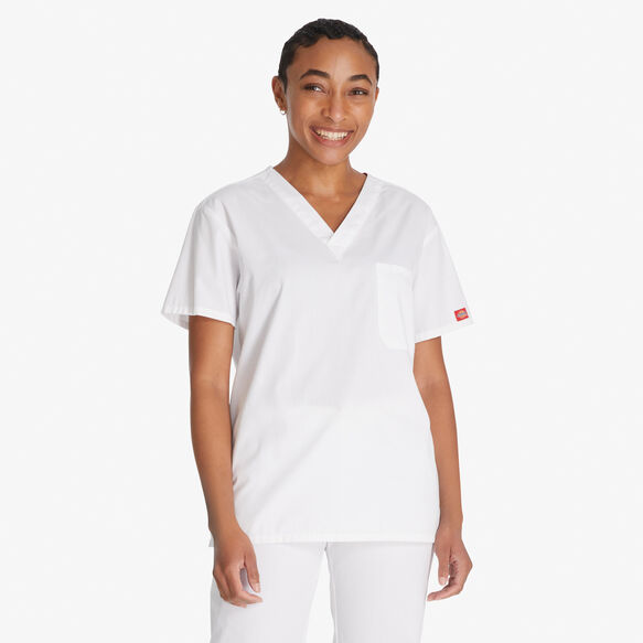 Unisex EDS Signature V-Neck Scrub Top - DICKIES WHITE (DWH)