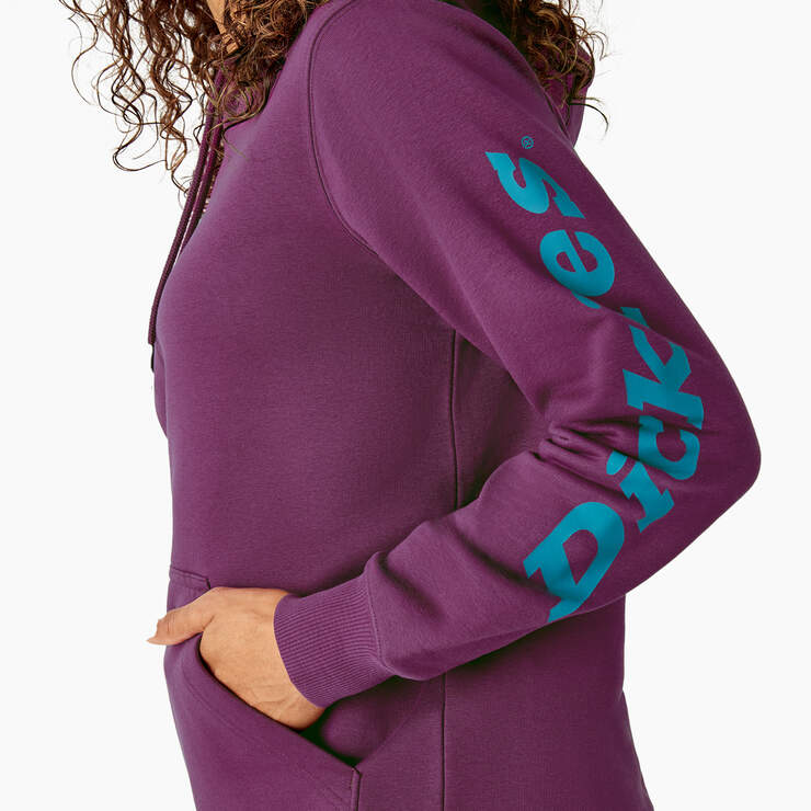 Women's Water Repellent Sleeve Logo Hoodie - Plum Caspia (PMC) image number 8