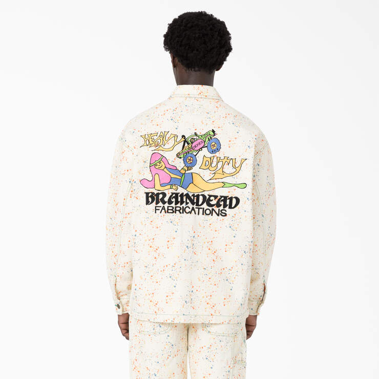 Brain Dead Paint Splatter Canvas Jacket - White (WH) image number 4