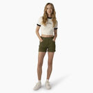 Women&#39;s High Waisted Carpenter Shorts, 3&quot; - Military Green &#40;ML&#41;