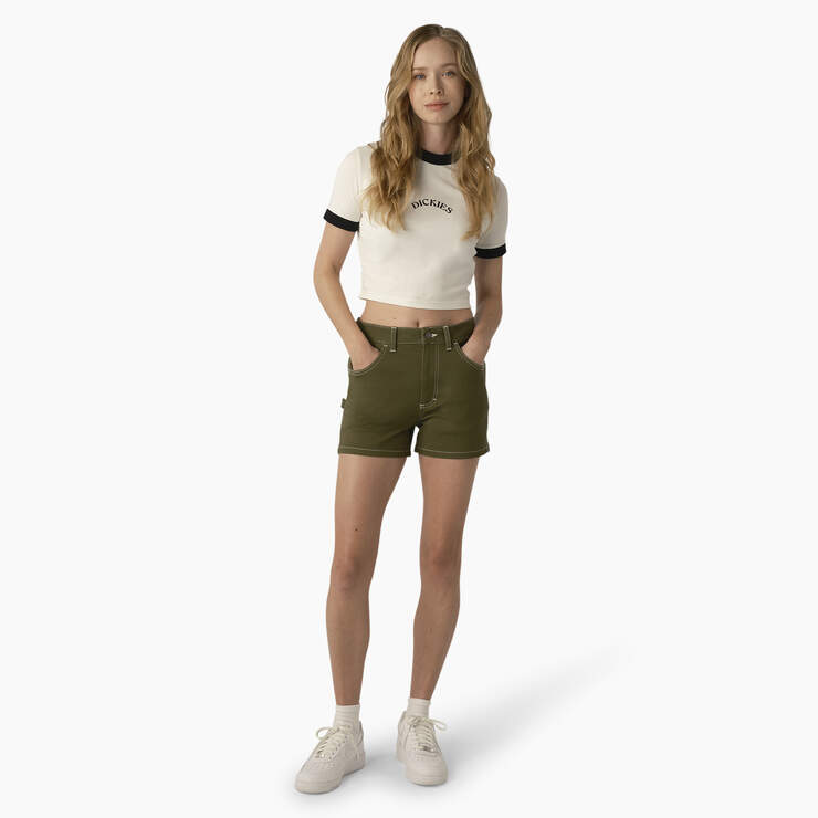 Women's Carpenter Shorts, 3" - Military Green (ML) image number 4