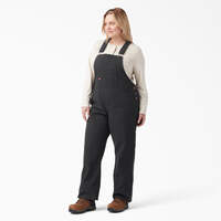 Women's Plus Relaxed Fit Bib Overalls - Rinsed Black (RBK)