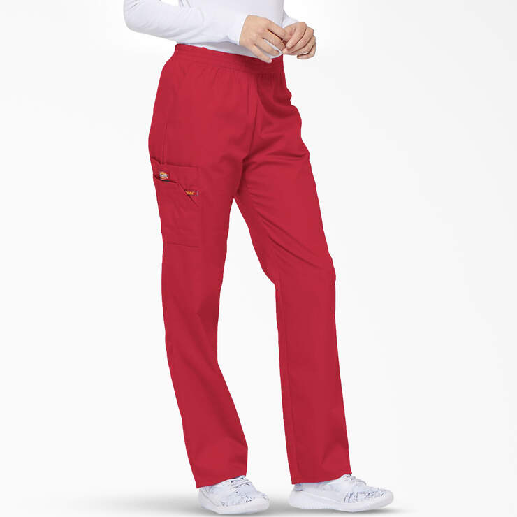 Women's EDS Signature Tapered Leg Cargo Scrub Pants - Red (RD) image number 4