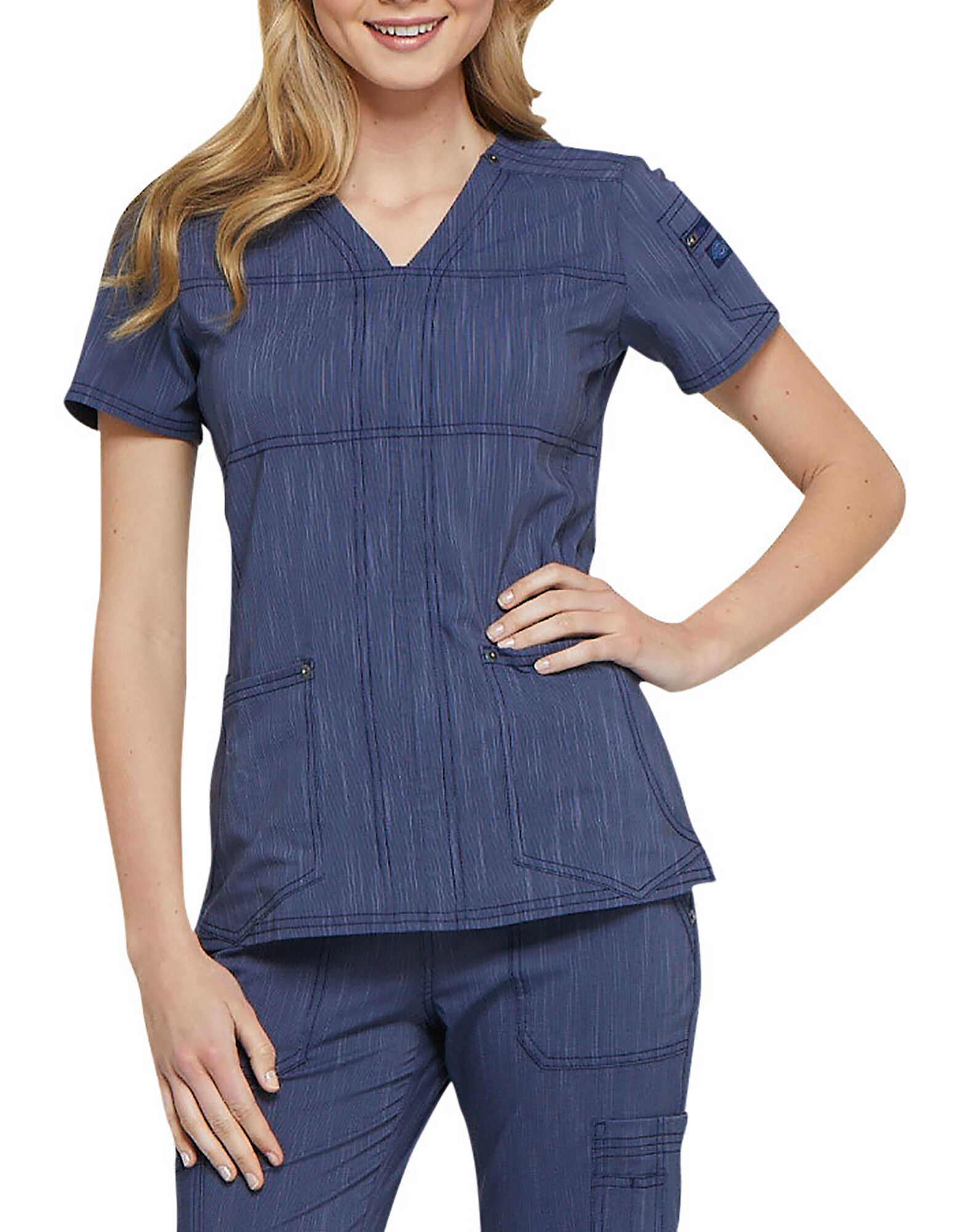 Women's Twist V-Neck Top , Navy Blue M | Women's Scrubs | Dickies