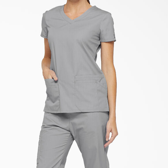 Women&#39;s EDS Signature V-Neck Scrub Top with Pen Slot - Gray &#40;GY&#41;