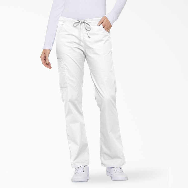 Women&#39;s EDS Signature Flare Leg Cargo Scrub Pants - White &#40;DWH&#41;